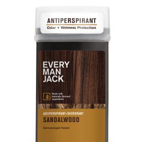 Every Man Jack Sandalwood Mens Antiperspirant Deodorant - Long Lasting Odor & Sweat Protection - 2.6oz